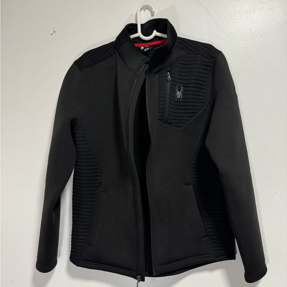 Spyder Women’s Black Softshell Jacket Full Zip Quilted Panels Size L